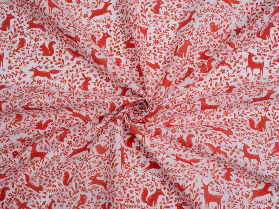 Printed Polycotton Fabric Red
 