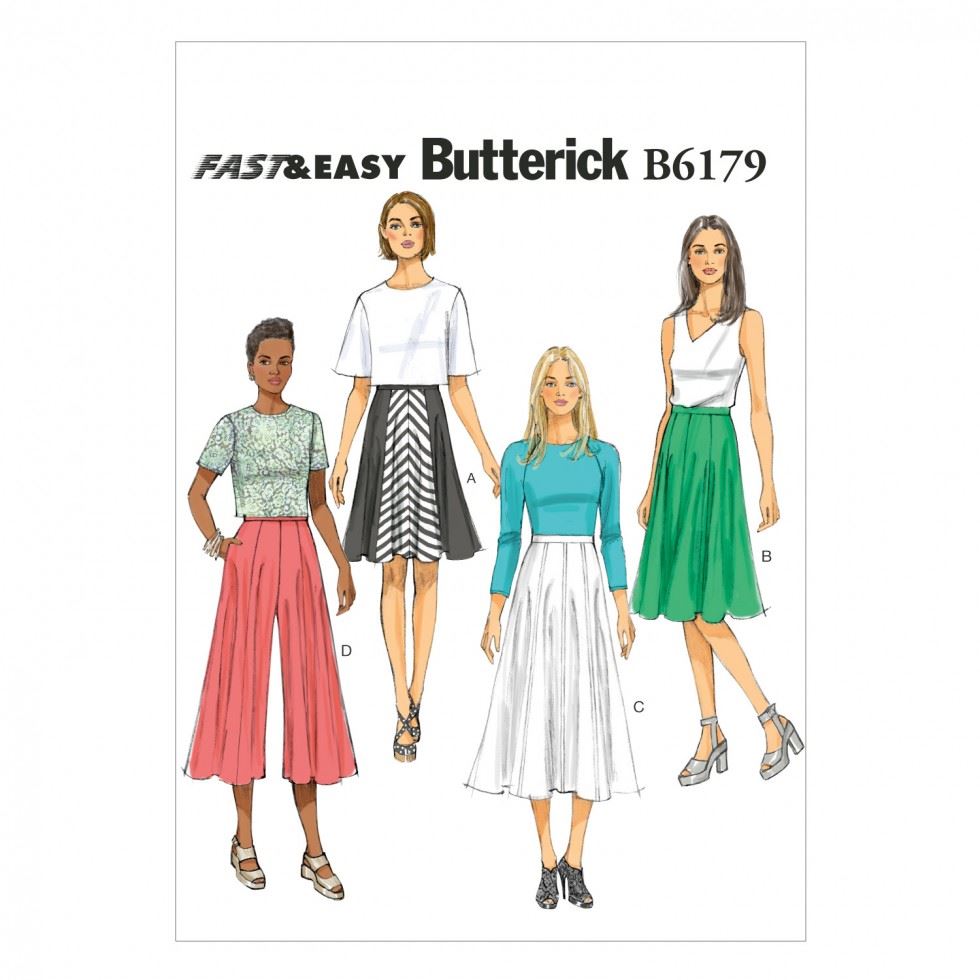 Butterick Patterns 6179 A5 Size 6/8/10/12/14 Misses Skirt and Culottes - Image 2