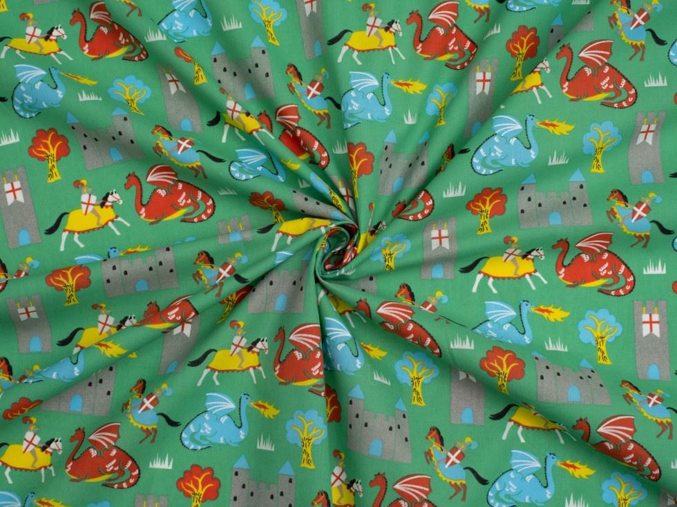 Green Printed Polycotton Fabric