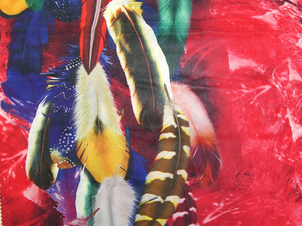 Red Deadstock Polyester Georgette Fabric