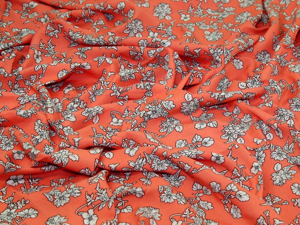 Coral Deadstock Viscose Challis Fabric