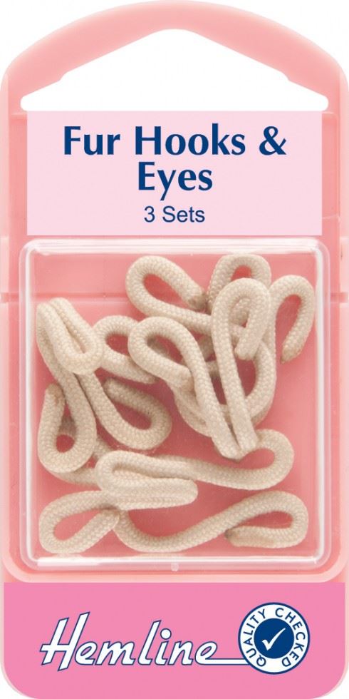 Hemline Beige Fur Coat Hook & Eyes