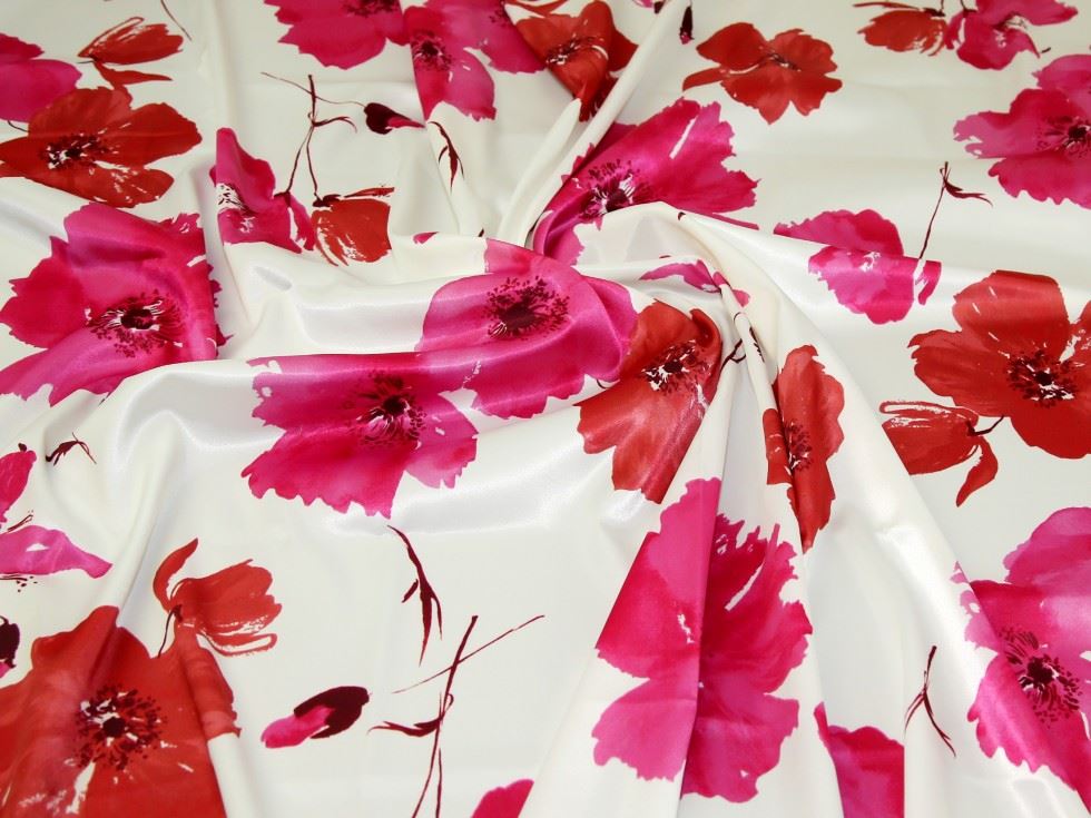 John Kaldor Santa Cruz Stretch Woven Satin Fabric Fuchsia & White
 