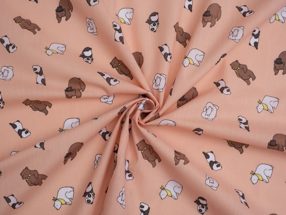 Peach Printed Polycotton Fabric