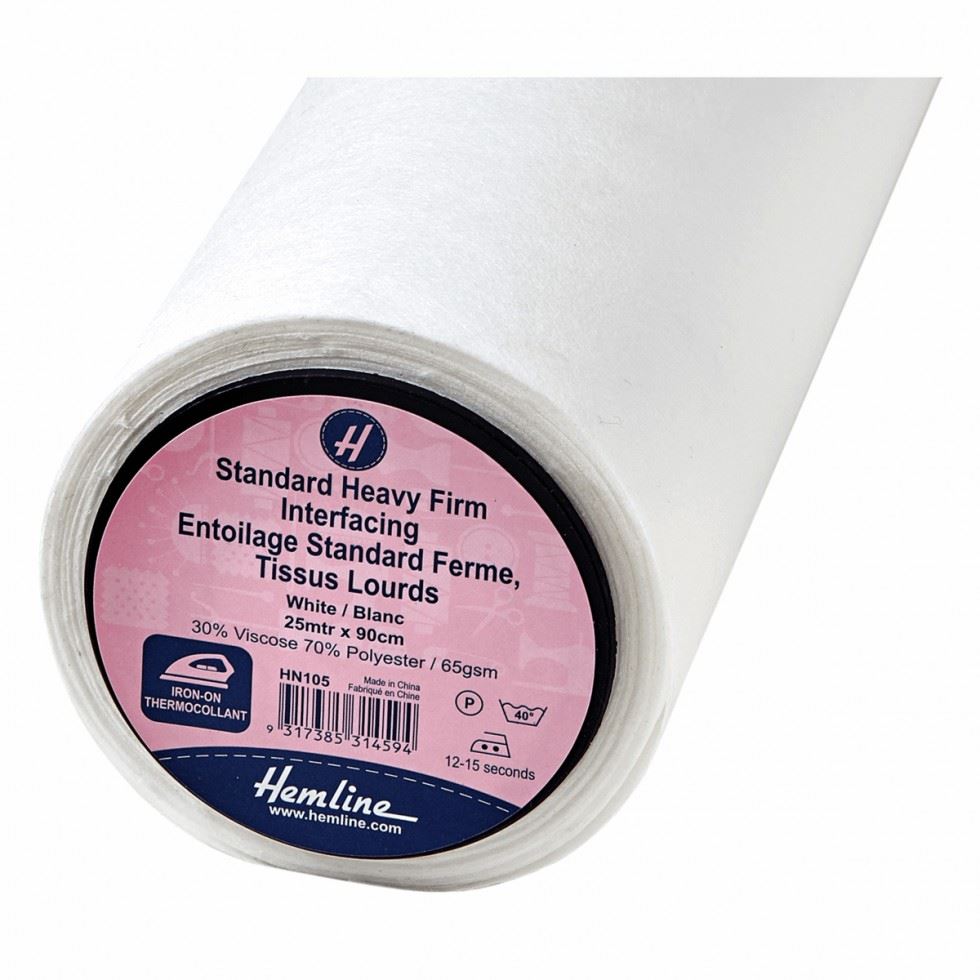 Hemline White Heavy Firm Iron On Interfacing