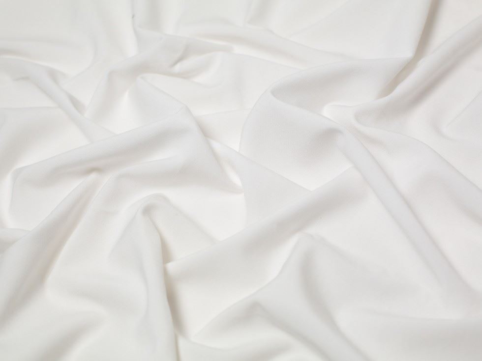 Minerva Core Range White Poly Viscose Stretch Woven Suiting Fabric