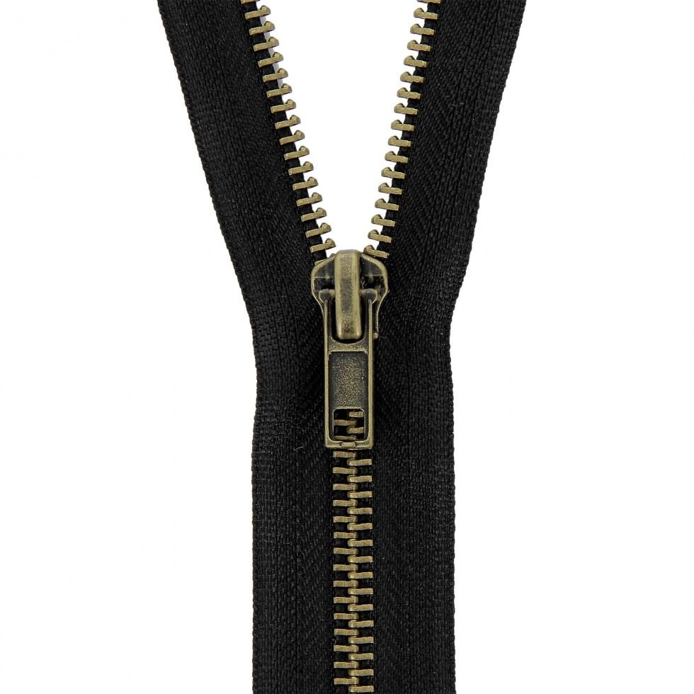 Milward Brass Metal Jacket Open End Zips Black
 
