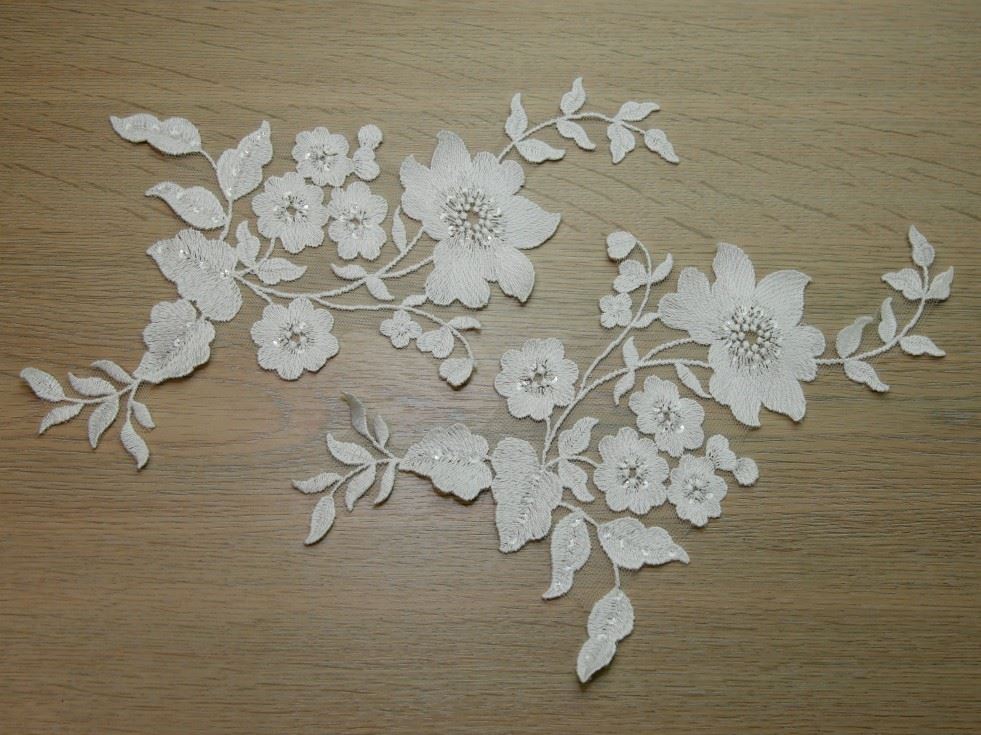 Georgina Sequin Lace Appliques Ivory
 