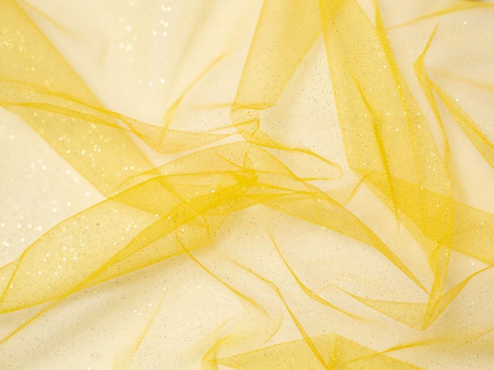 Minerva Core Range Mango Glitter Tulle Net Fabric