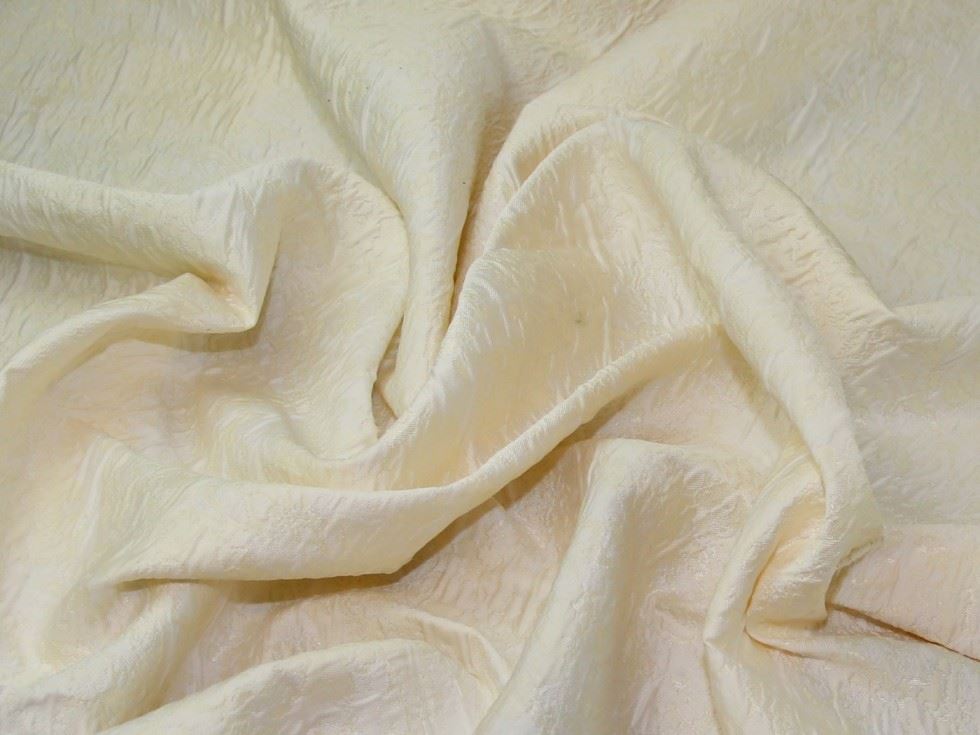 Cream Deadstock Textured Woven Brocade Fabric