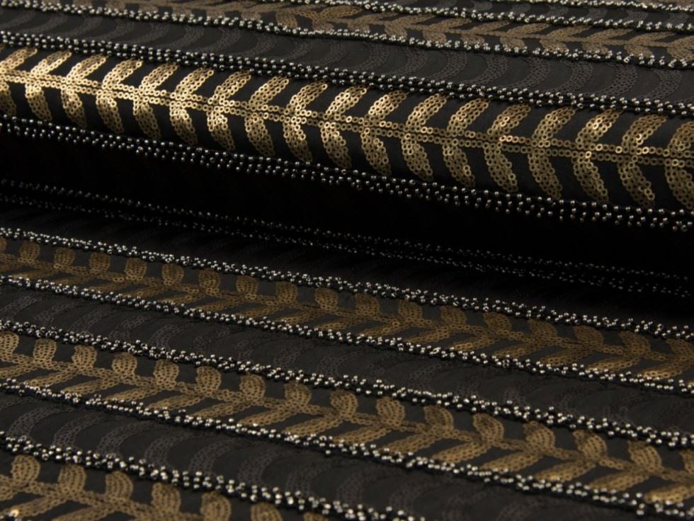 Deadstock Sequin Mesh Fabric Black & Gold
 