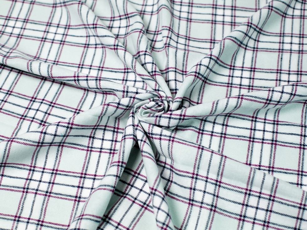Minerva Core Range Mint & Wine Brushed Cotton Flannel Fabric