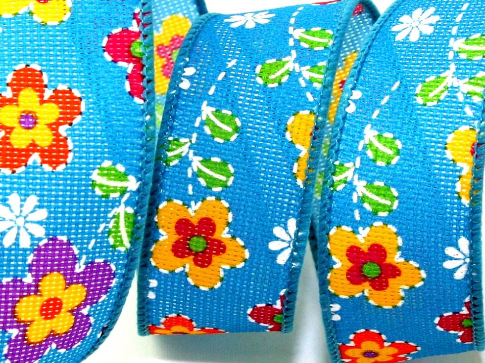 Turquoise Rustic Flower Ribbon