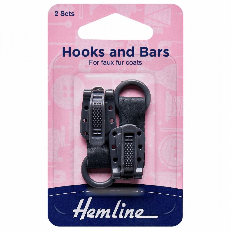Hemline Dark Grey Coat Hook And Bar Fasteners