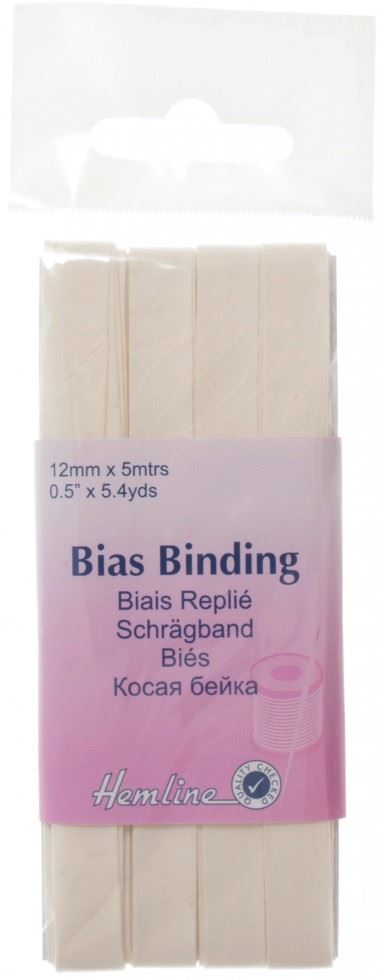 Hemline Cream Polycotton Bias Binding Tape