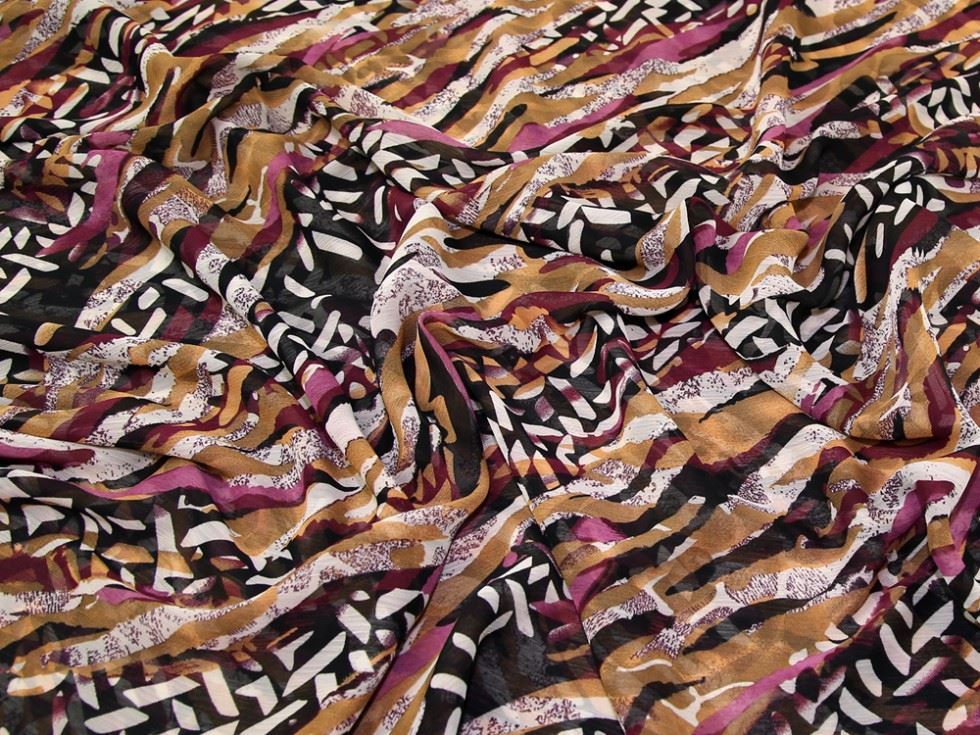 Plum Deadstock Crinkle Sheer Chiffon Fabric