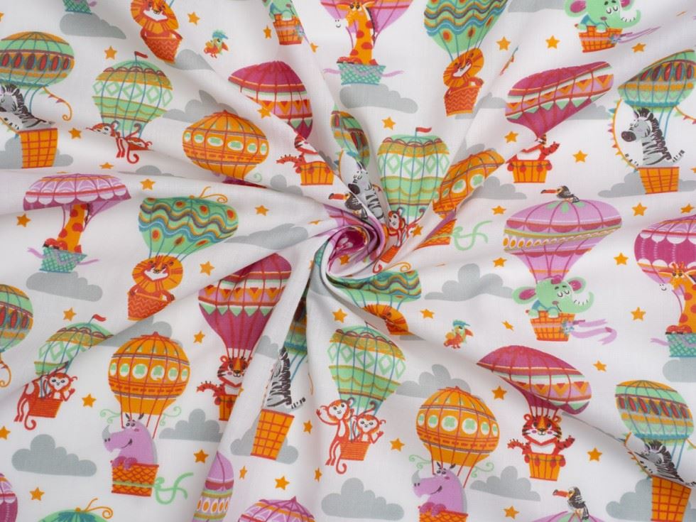 White Printed Polycotton Fabric