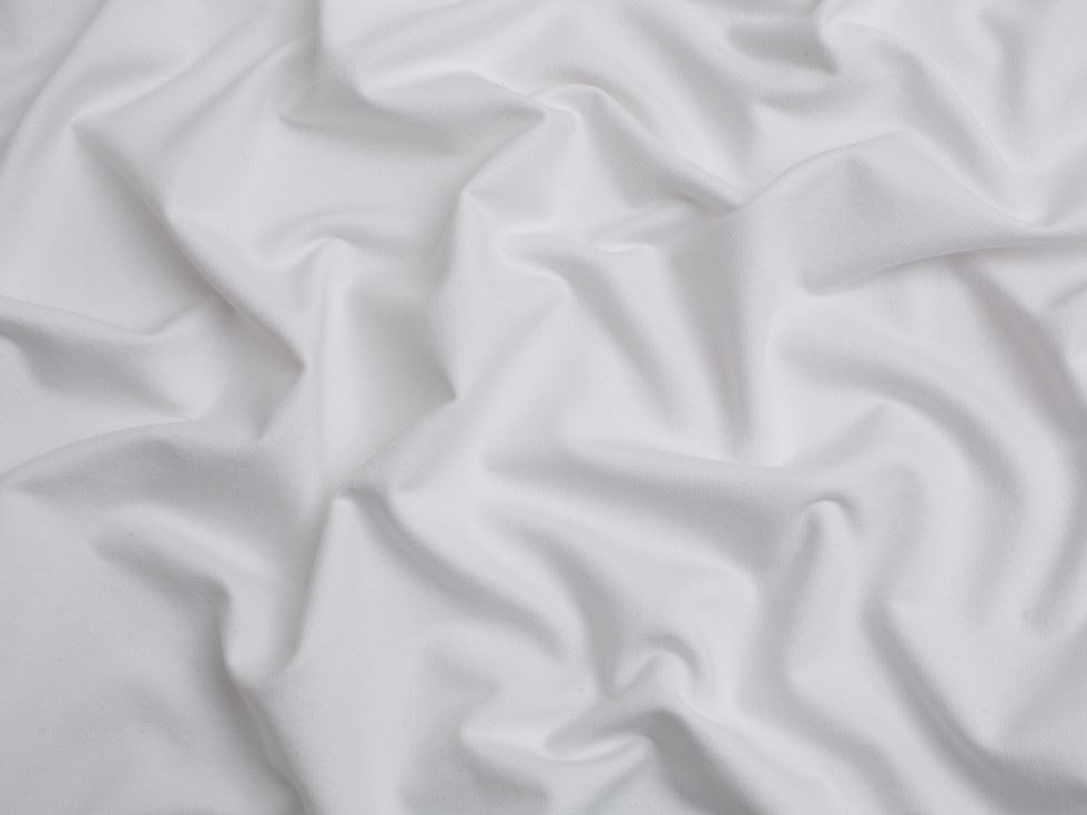 Minerva Core Range White Recycled Loop Back French Terry Stretch Knit Fabric