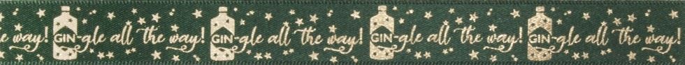 Green & Gold Metallic Gin Gle All The Way Ribbon (Value Roll)