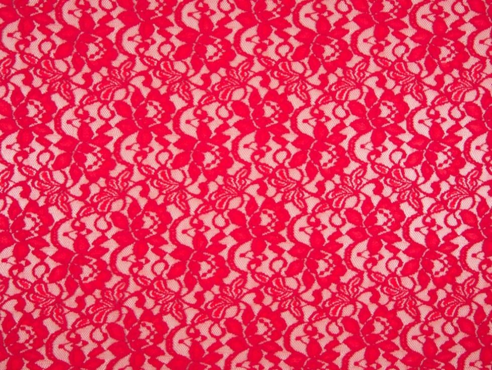 Deadstock Stretch Lace Fabric Red