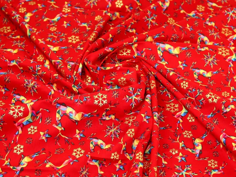 Deadstock Metallic 100% Cotton Fabric Red
 
