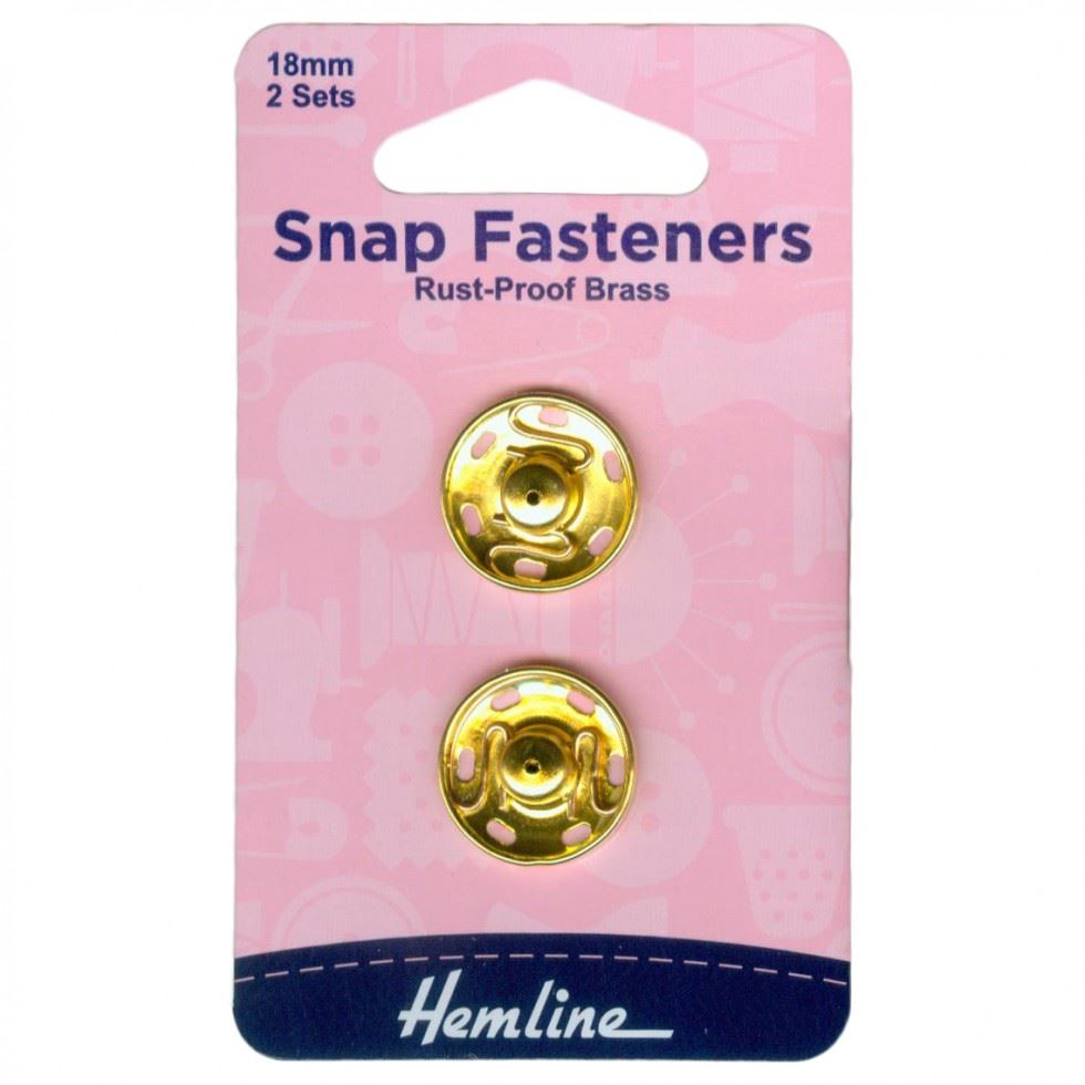Hemline Gold Sew On Metal Snap Fasteners