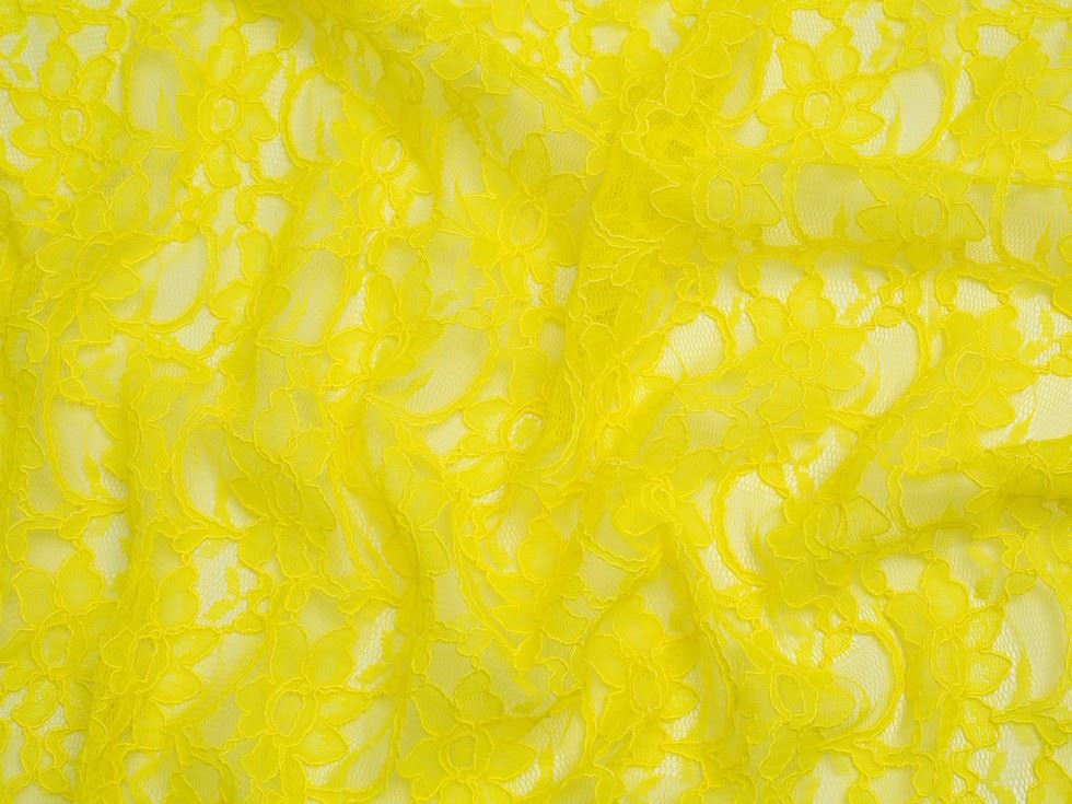 Chantilly Corded Lace Fabric Yellow
 