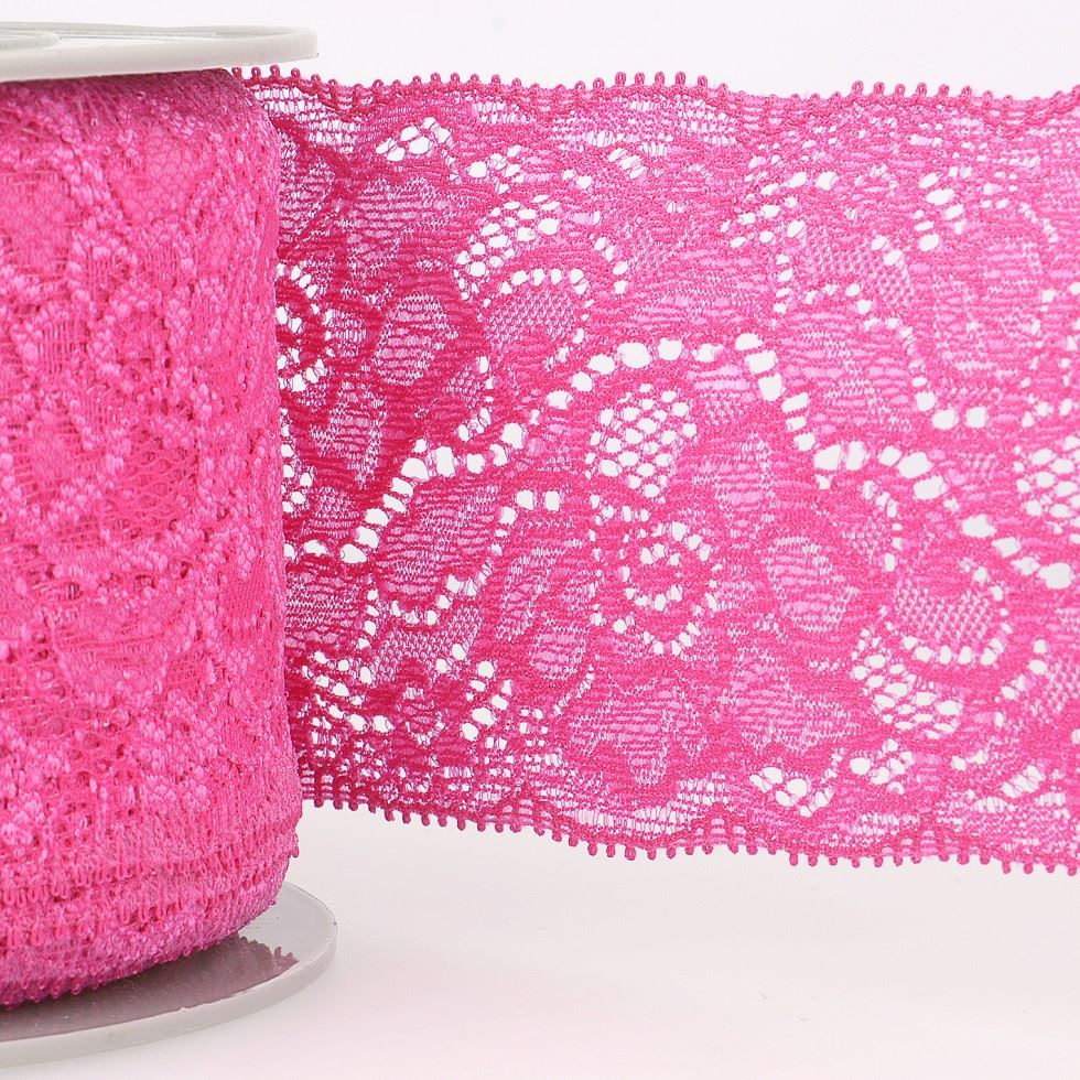 Stephanoise Stretch Lace Trim Bright Pink