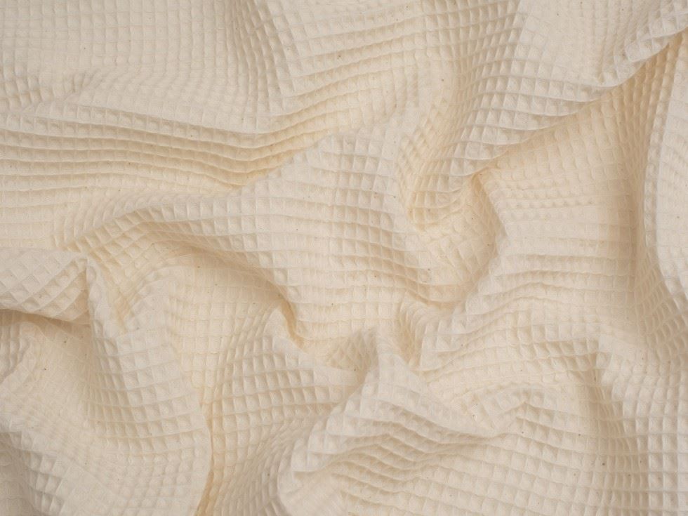 Minerva Core Range Natural Cream Medium Cotton Waffle Fabric