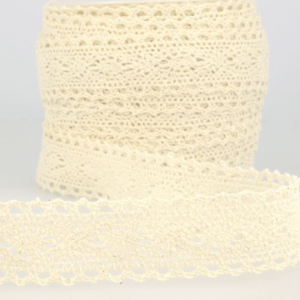 Stephanoise Cotton Lace Trim Cream