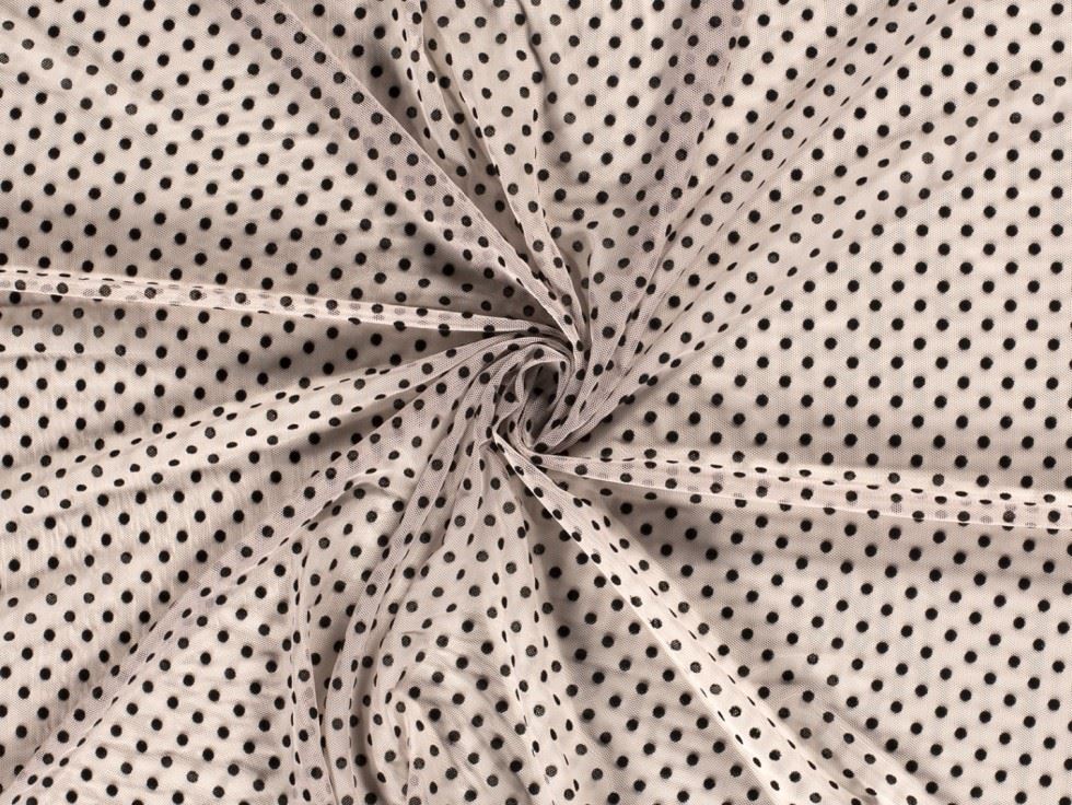 Flocked Stretch Mesh Fabric Beige
 