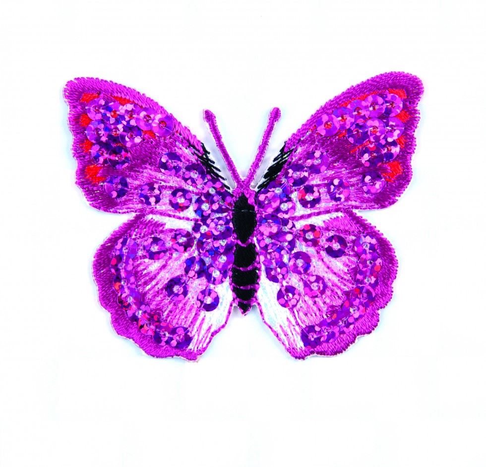 Craft Factory Pink Patch Motif Sequin Butterfly