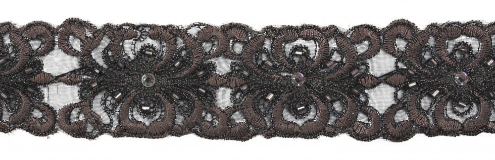 Simplicity Black & Brown Sheer Band Beads Trim