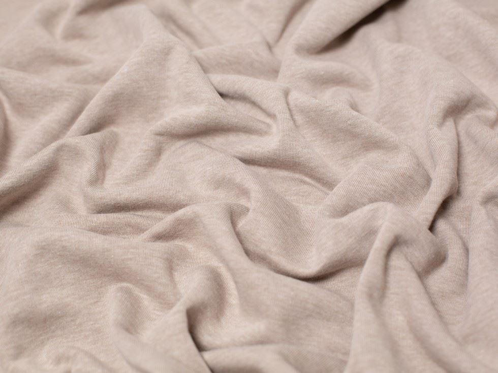 Minerva Core Range Ecru Melange Polycotton Fleece Back Sweatshirt Stretch Knit Fabric