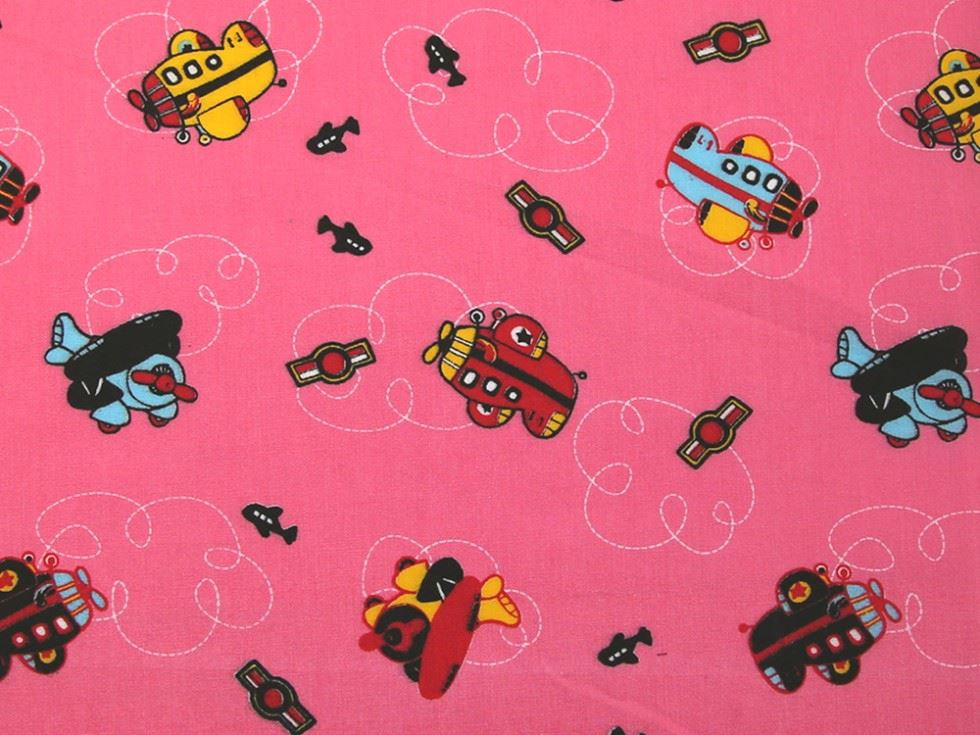 Pink Printed Polycotton Fabric