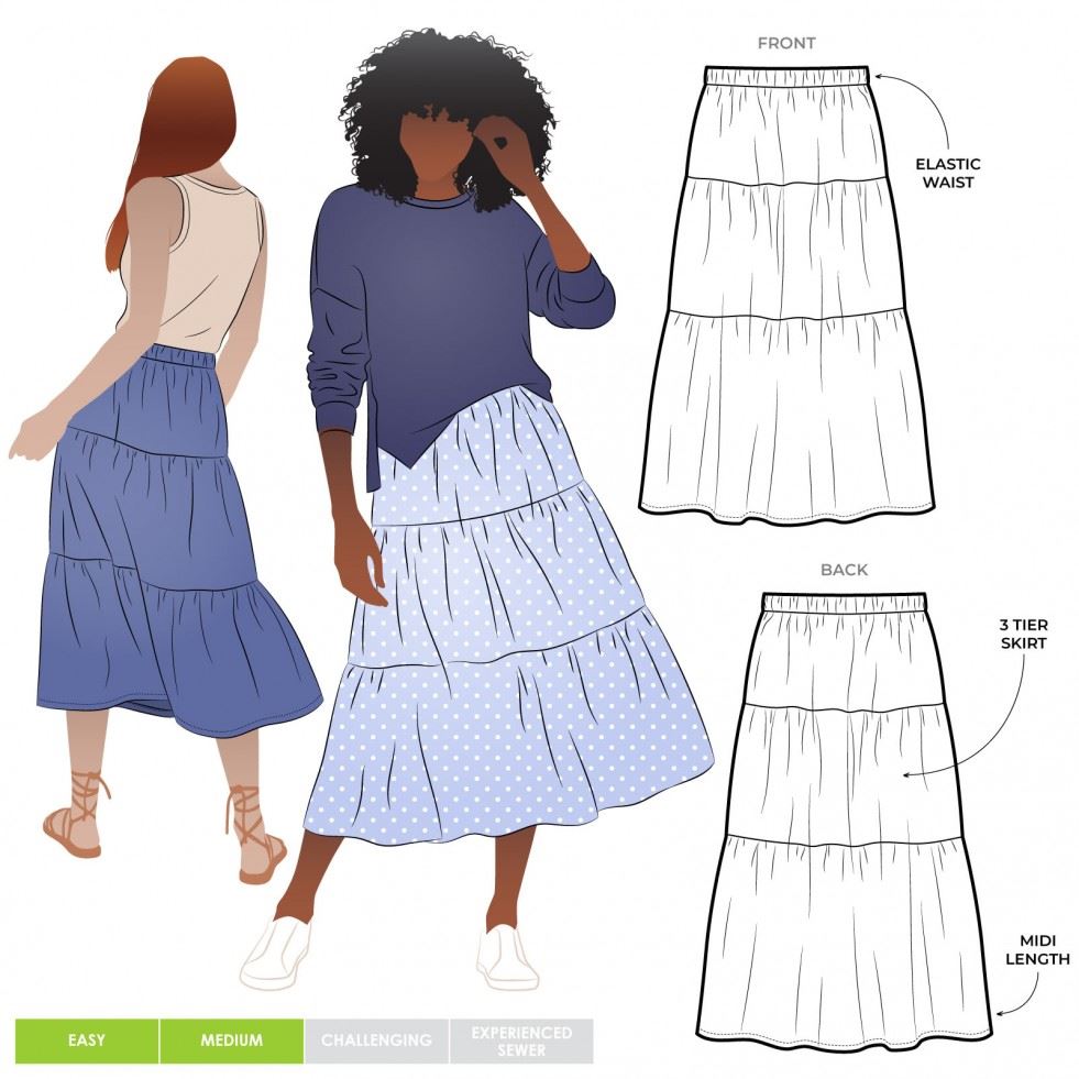 Style Arc Sewing Pattern Lila Tiered Skirt