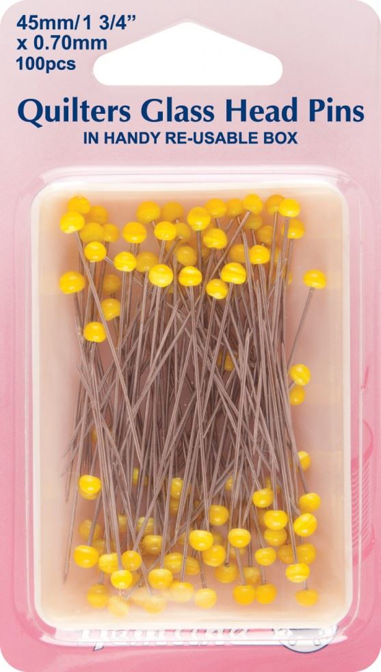 Minerva Extra Long Quilting Pins Yellow Steel/Iron Hemline H703.100