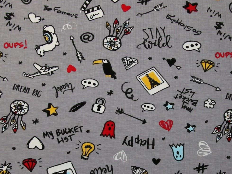 Stof France Grey Cotton Jersey Stretch Knit Fabric