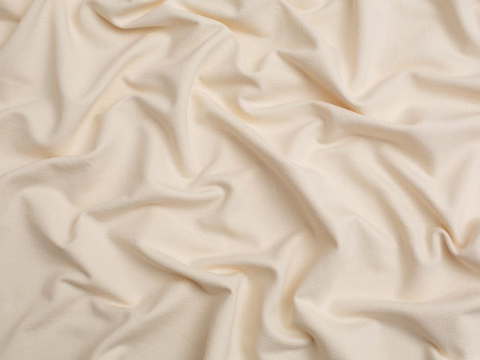 Minerva Core Range Ivory Recycled Loop Back French Terry Stretch Knit Fabric