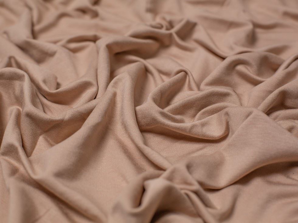 Beige Deadstock Modal Loop Back French Terry Stretch Knit Fabric