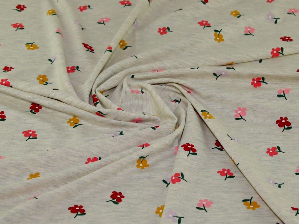 John Louden Ecru Cotton Jersey Stretch Knit Fabric