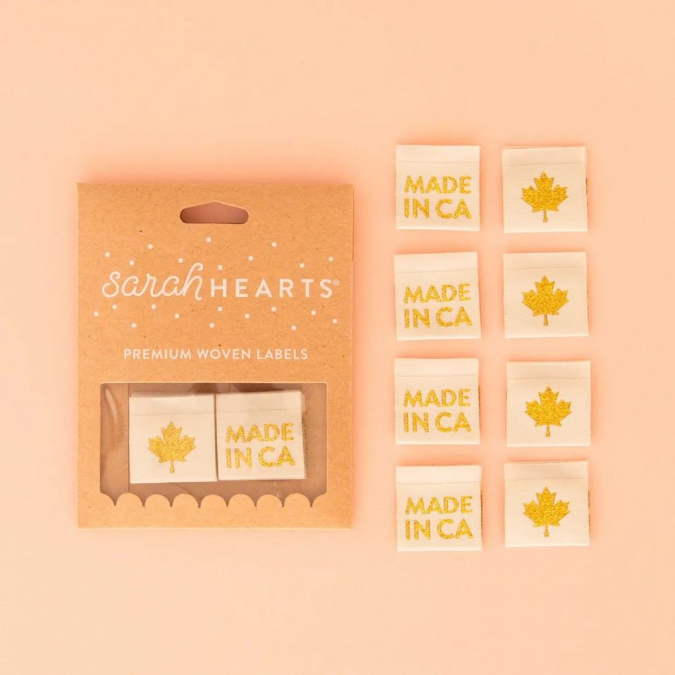 Sarah Hearts Made in Canada Gold Woven Labels
 