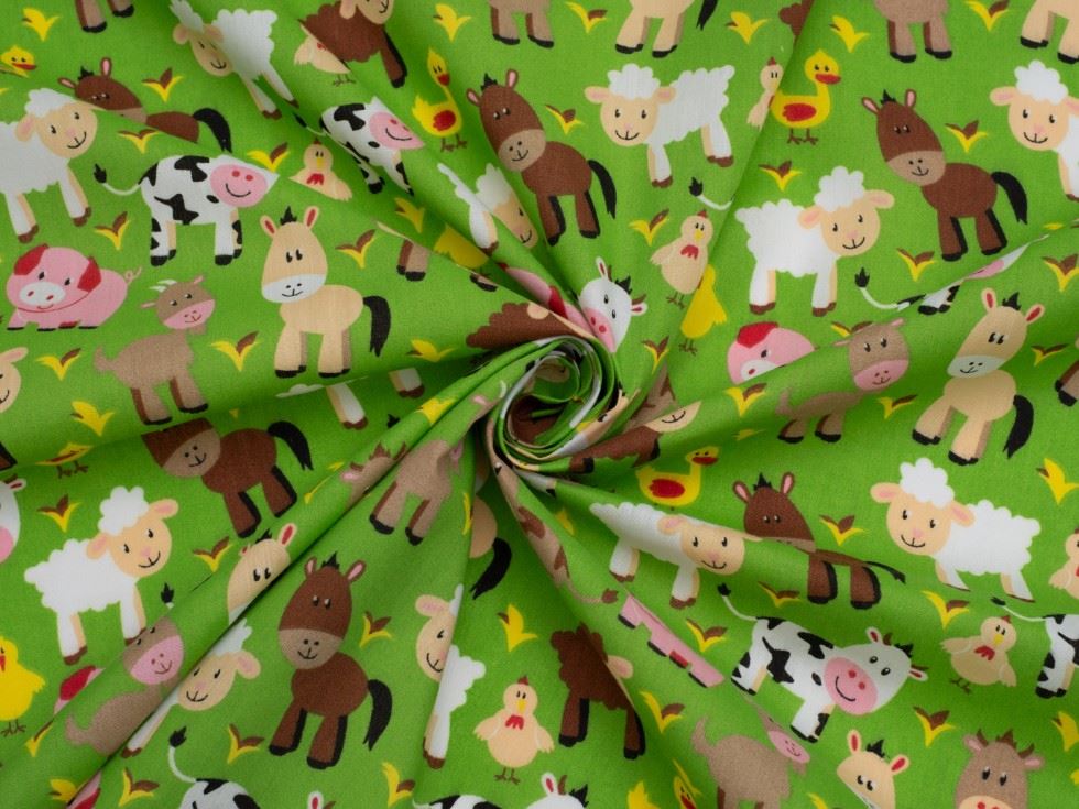 Green Printed Polycotton Fabric