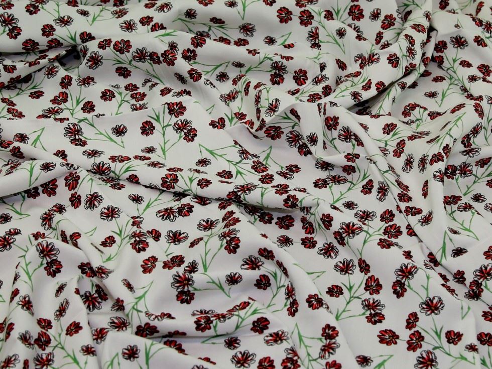 White Deadstock Viscose Challis Fabric