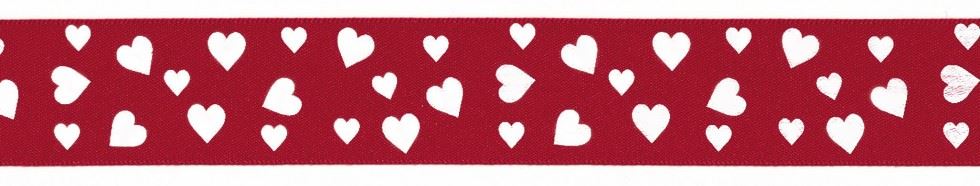 Berisfords Confetti Hearts Ribbon 15 Red/White