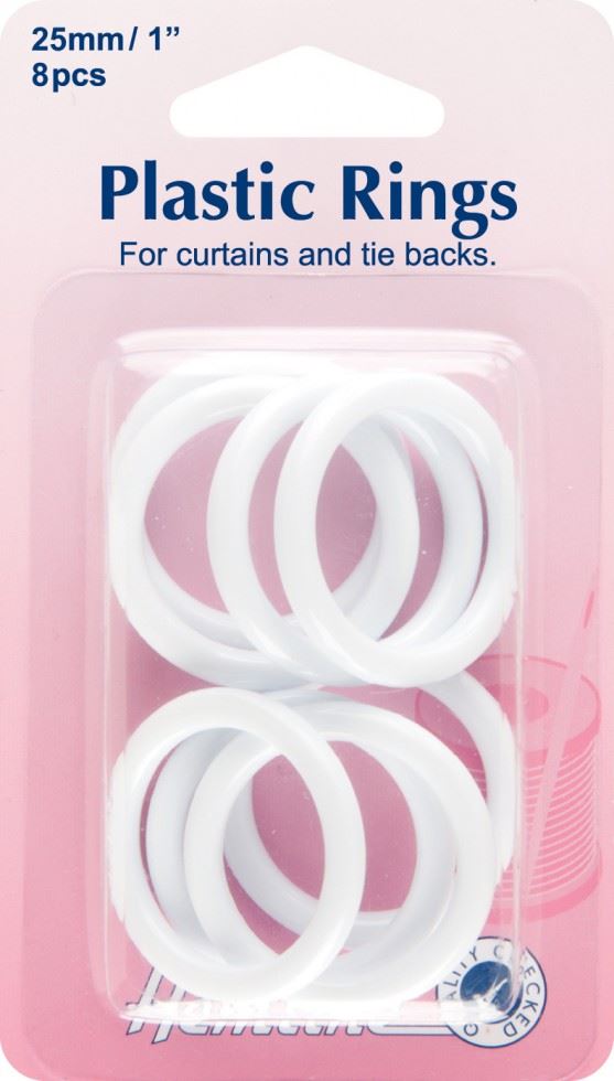 Hemline White Plastic Curtain Rings