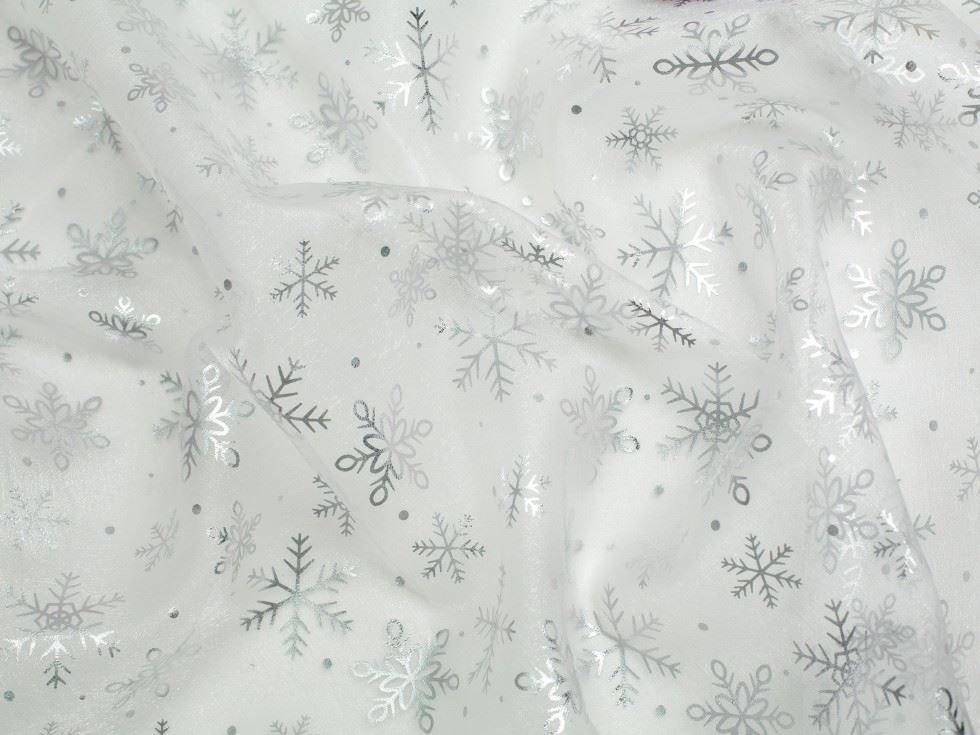 Minerva Core Range Metallic Organza Fabric White
 