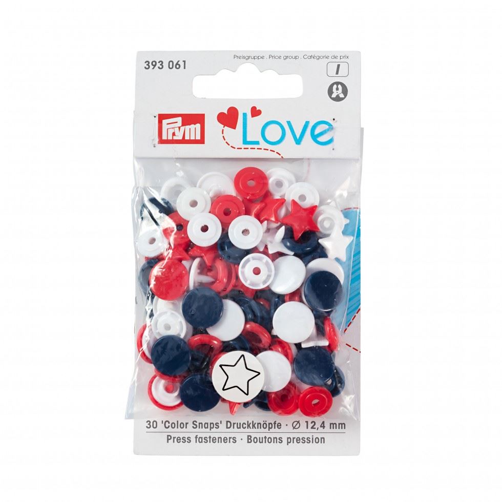 Prym Red White Navy Love Star Snaps Press Fasteners