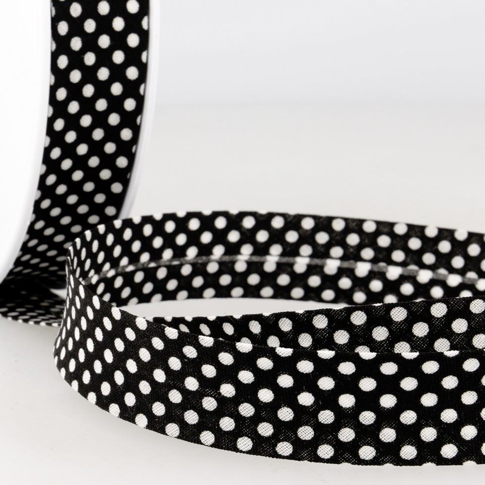 Stephanoise Dotty Bias Binding Tape Black White
 