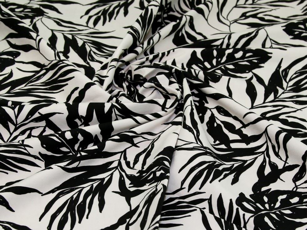 Black & Cream Deadstock Stretch Woven Rayon Bengaline Fabric